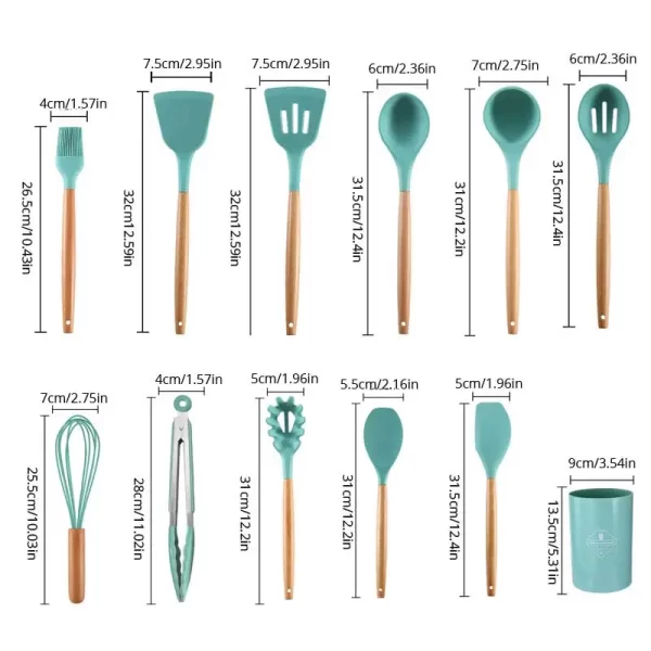 Kit de 12 Piezas Utensilios de Cocina de Silicona